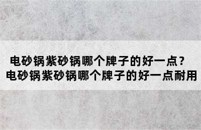 电砂锅紫砂锅哪个牌子的好一点？ 电砂锅紫砂锅哪个牌子的好一点耐用